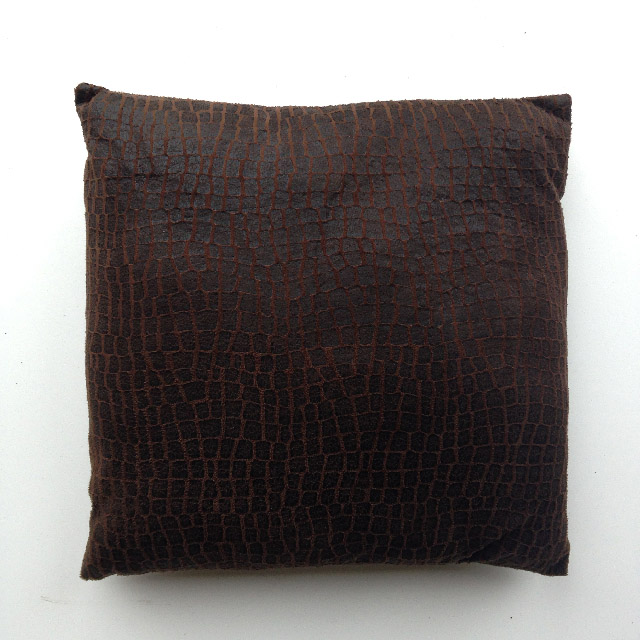 CUSHION, Brown Faux Croc Skin